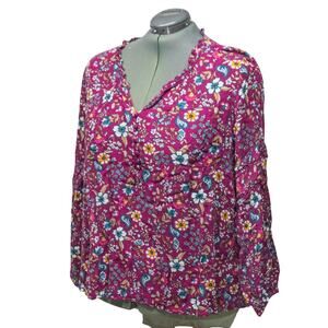 Women's Size 26 28 Dress Shirt LANE BRYANT Top Mauve Floral Light Weight Blouse